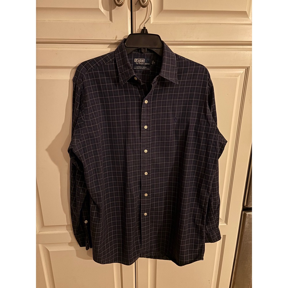 Polo‎ Ralph Lauren Mens Lowell Sport Button Down Shirt Navy Plaid Long Sleeve M